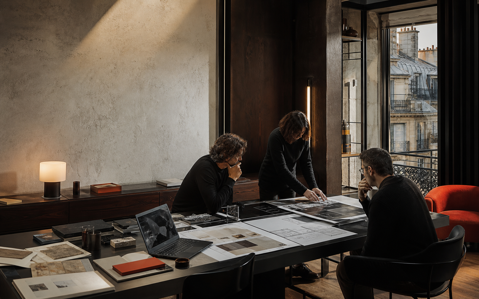Composition éditoriale représentant un atelier de conception numérique